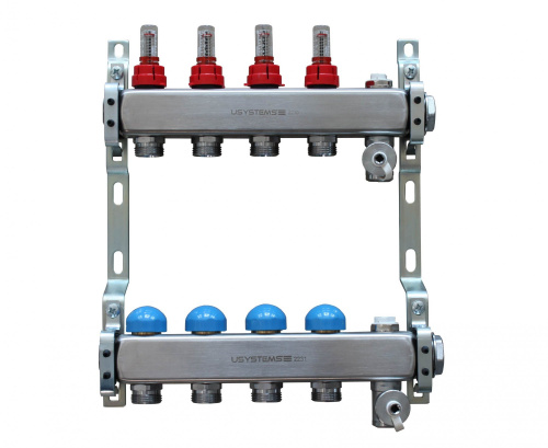 usystems коллектор ft с расходомерами стальной, выходы 4x3/4 евроконус '1ф